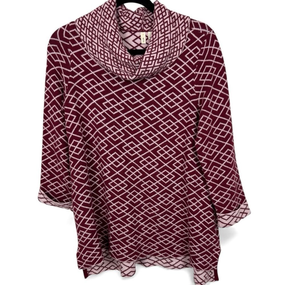 Anthropologie Moth Cowl Neck Pullover Sweater Alpaca Blend Printed M